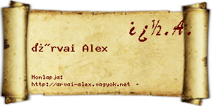 Árvai Alex névjegykártya